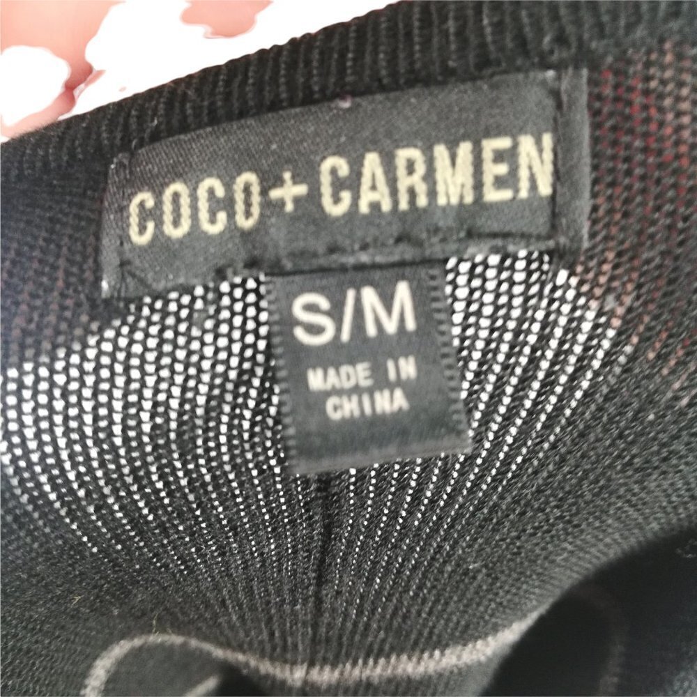 Coco and Carmen Twist Front Striped Sweater Size S/M Black Gray Long Sleeve - Picture 12 of 12